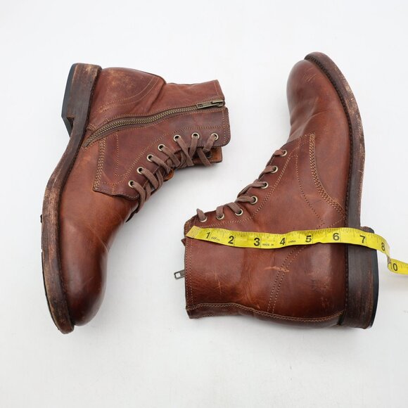 Frye Bowery Men’s Size 10.5 D Lace Up Zipper Chukka Boot Cognac Brown Leather - Picture 6 of 11